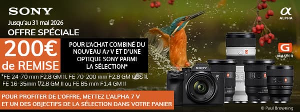 Sony Offre Alpha 7 V jusqu'au 31/05/26